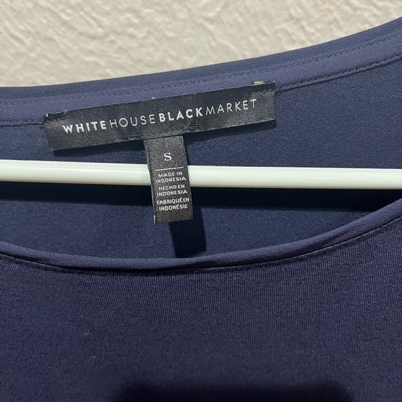 White House Black Market Deep Blue Blouse EUC Minimalist Shirt Elegant Detail - Picture 2 of 4